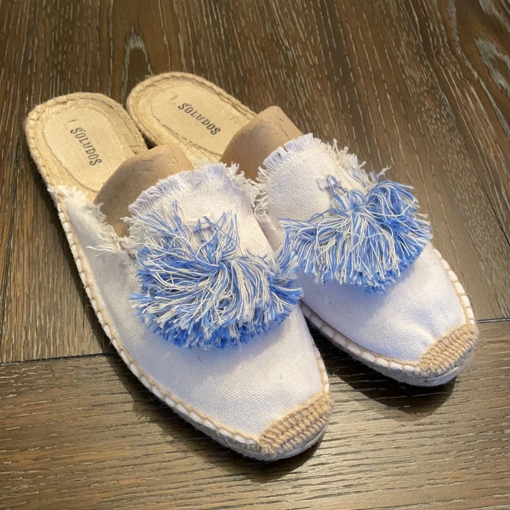 Soludos Frayed Tassel Espadrille Loafer Mules - Picture 2 of 16